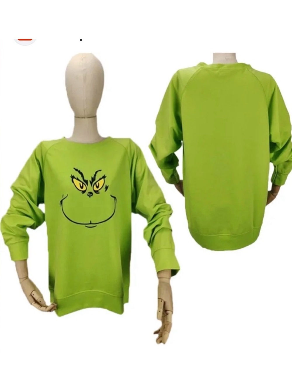 Grinch Face Lime Green Crewneck Sweatshirt XXL NEW IN PACKAGE